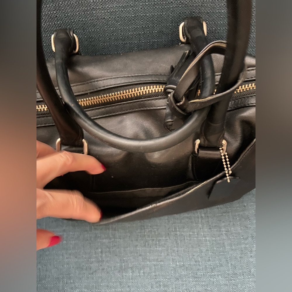Coach Black Leather Handbag Satchel Silver Hardware - Picture 12 of 16